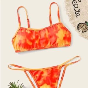 Shein Orange Tie Dye Bikini